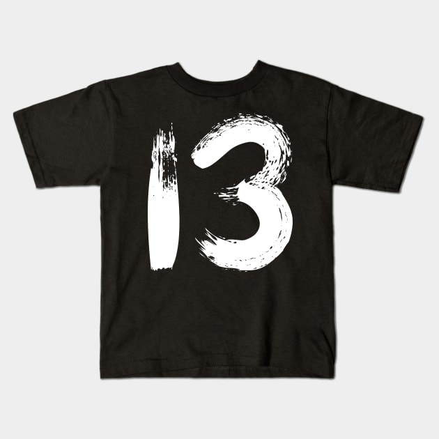 Number 13 Kids T-Shirt by Erena Samohai